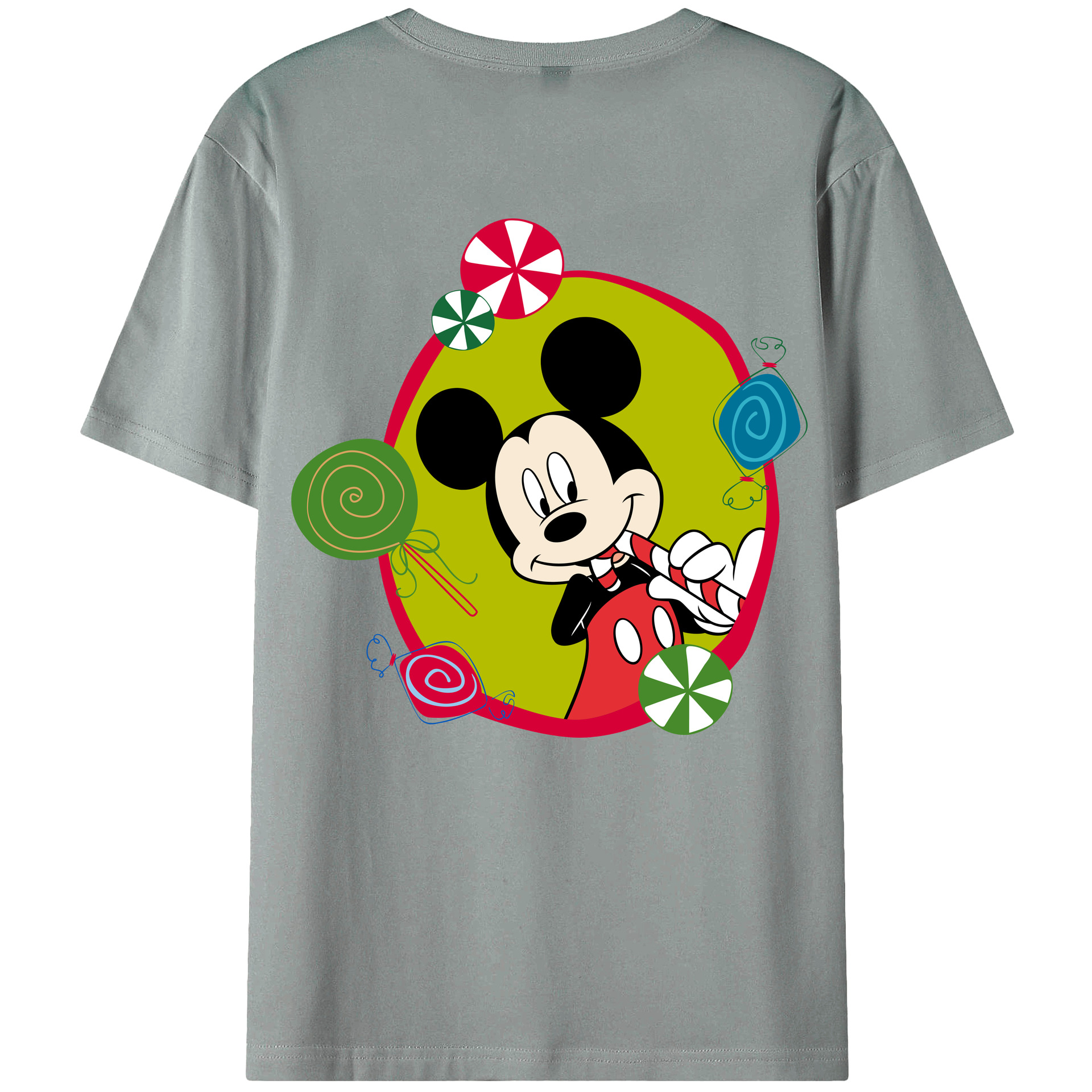 ミッキーマウス Mickey Mouse 綿100％ メンズ半袖Tシャツ（バックプリント） 通気性